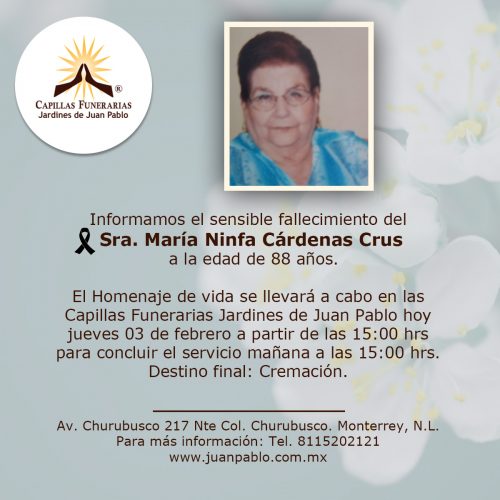 Sra. María Ninfa Cárdenas Crus