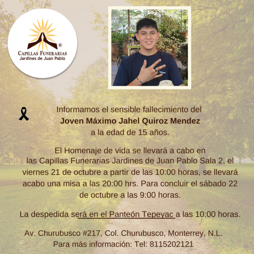 Joven Máximo Jahel Quiroz Mendez