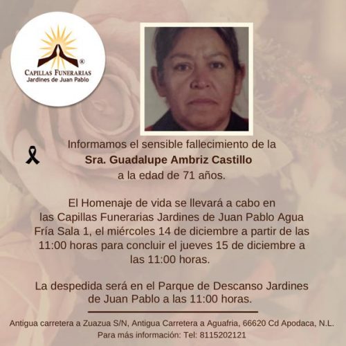 Sra. Guadalupe Ambriz Castillo