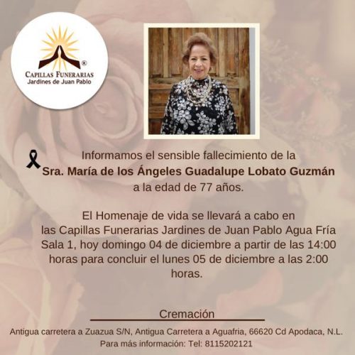 Sra. María de los Ángeles Guadalupe Lobato Guzmán